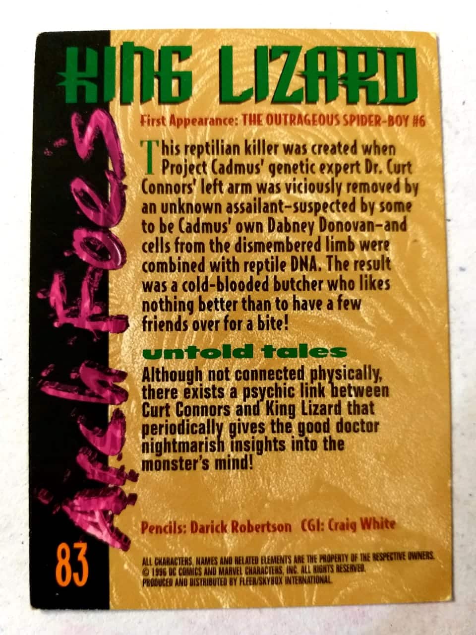 | Casa do Colecionador Card - Amalgam Comics Nº 83 - King Lizard (Rei Lagarto) Marve/DC - Fleer/Sky Box - 1996 - Imagem 2