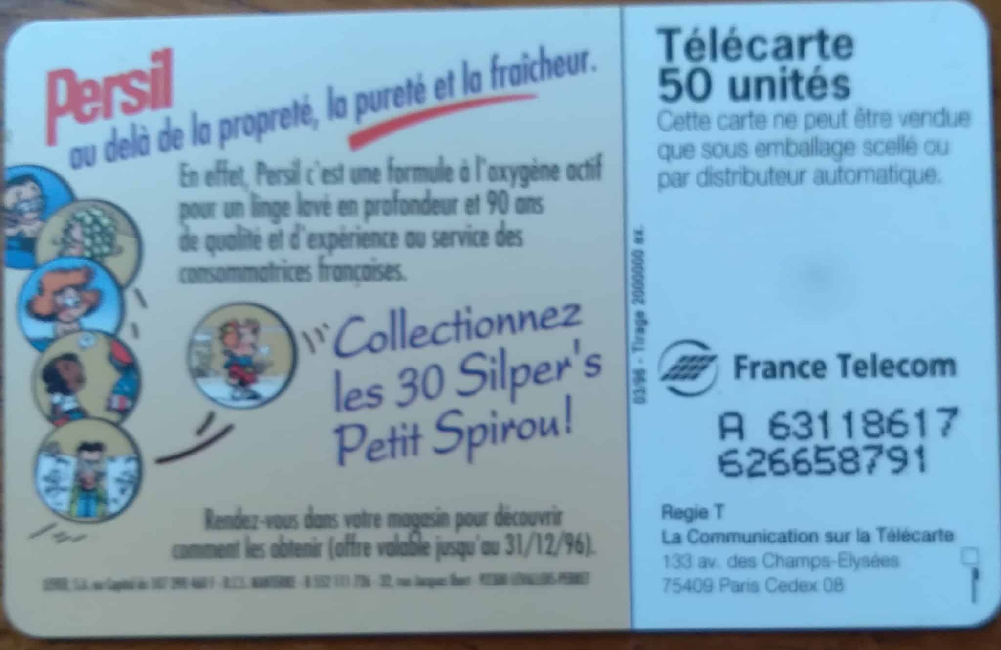 | Casa do Colecionador Cartao telefone França Telecom 1996 / Petit Spirou Persil produtode qualidade.