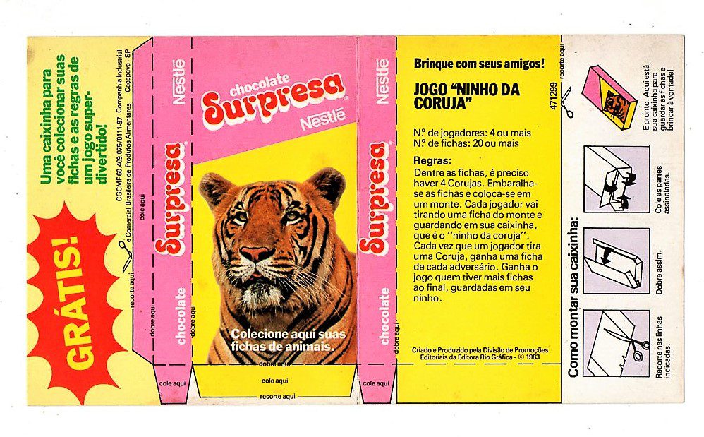 | Casa do Colecionador Chocolate Nestle Surpresa - Caixa Jogo Ninho da Coruja - 1983