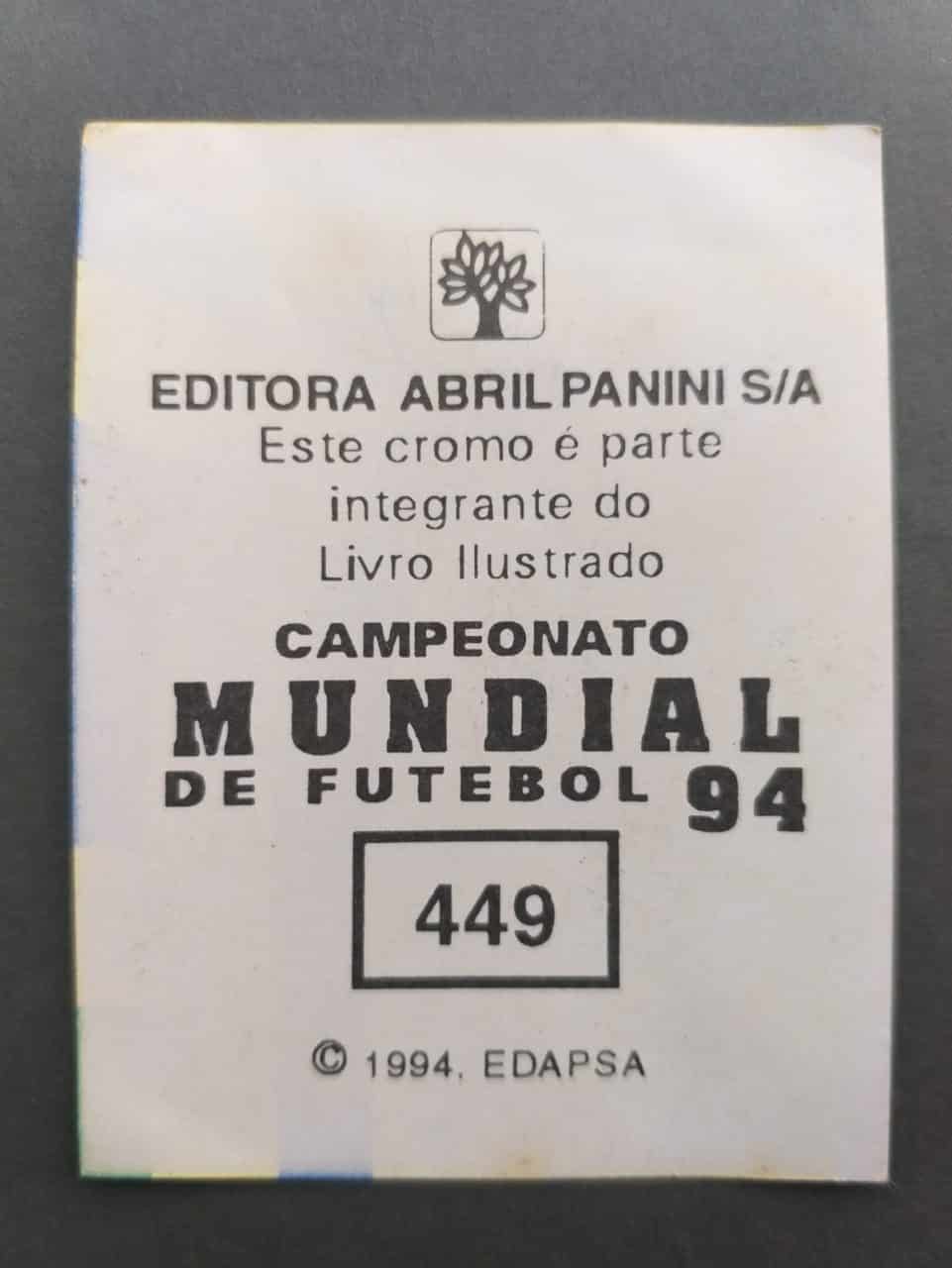 | Casa do Colecionador Figurinha do Álbum Campeonato Mundial de Futebol 94 Nº 449 - Parte do Escudo do Brasil (Copa do Mundo 1994)