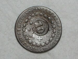 20 Réis – 1826 Rio = 21 Tulipas / Florões Verticais / Carimbo 10 / Império D. Pedro I / Cobre / Mbc / c800