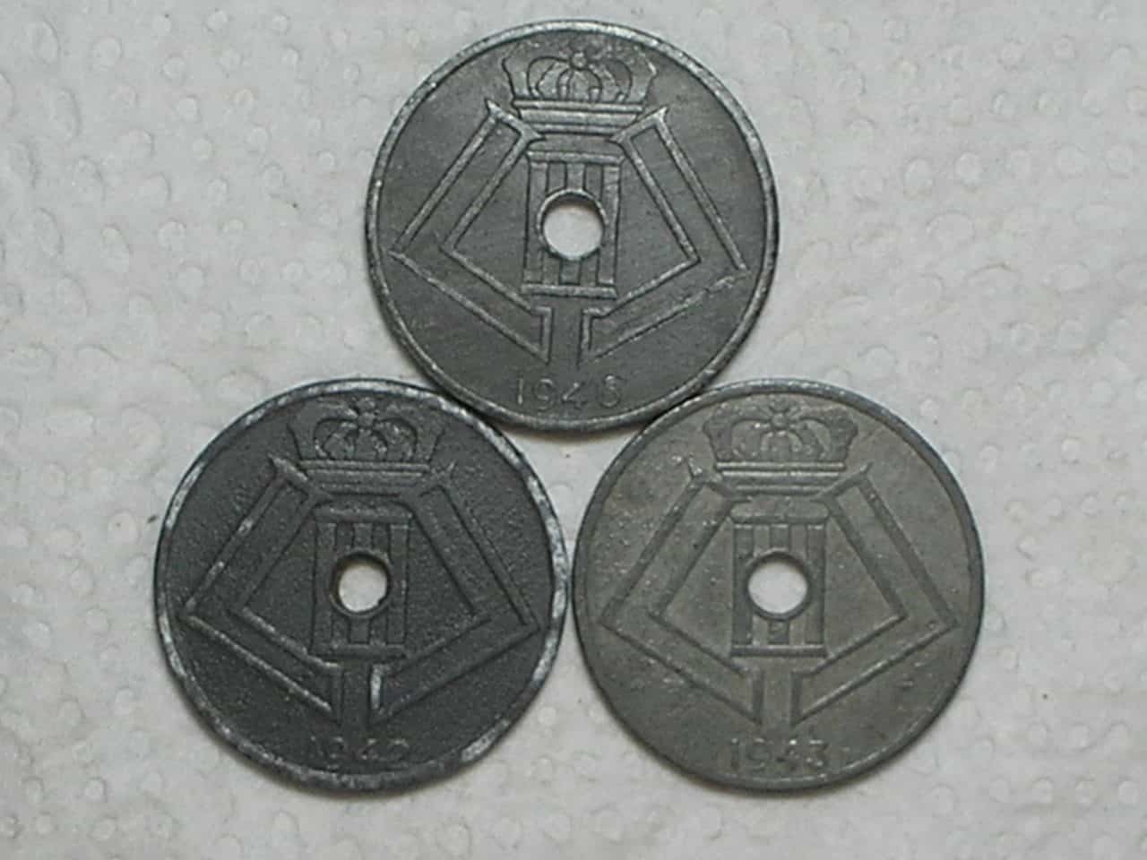 | Casa do Colecionador Belgica) 25 Centimes - 1942 / 1943 / 1946 / 2ª Guerra / Ferro / m350