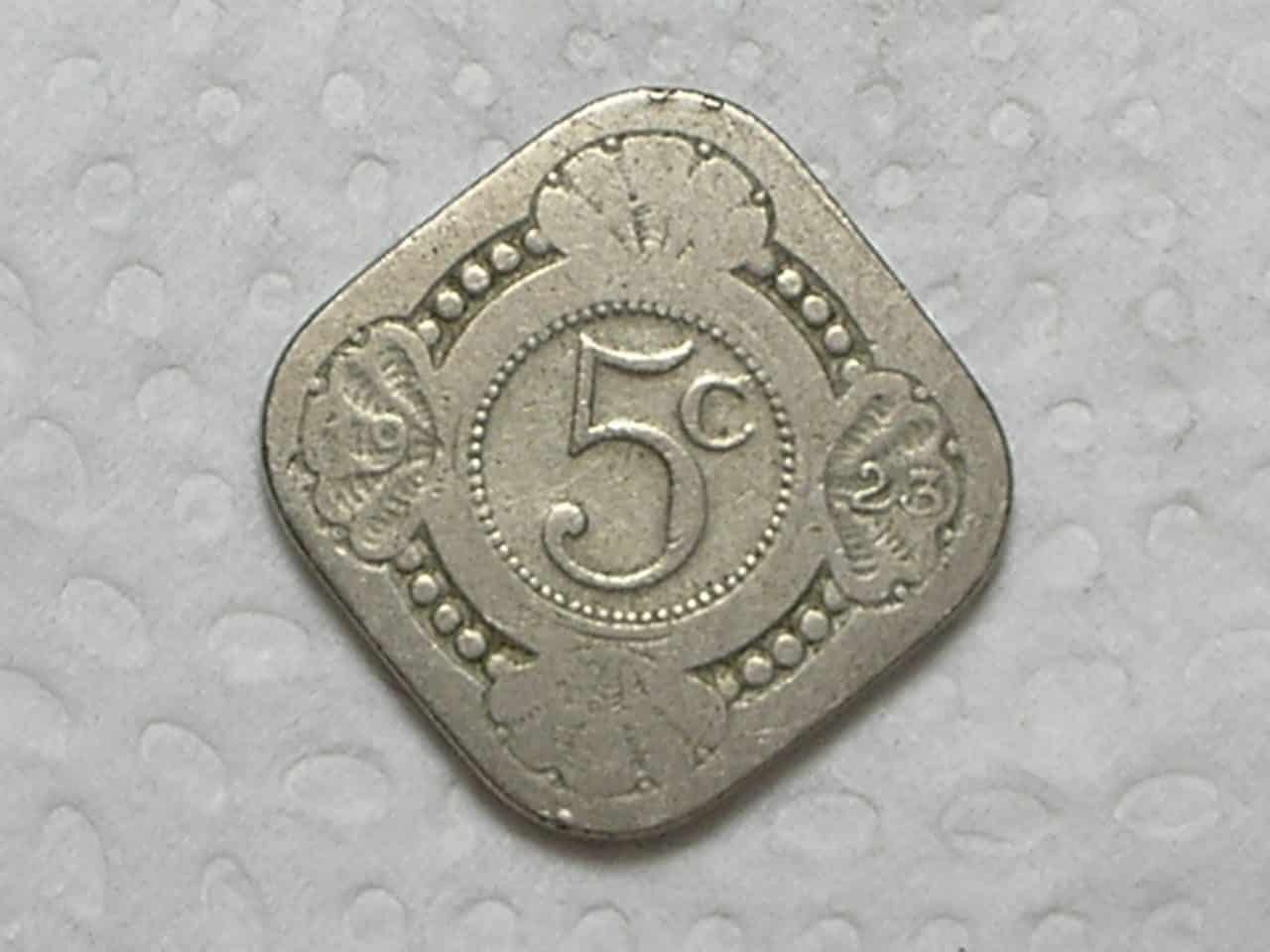 | Casa do Colecionador Holanda) 5 Cents - 1923 - quadrada / Cu-Ni / box19