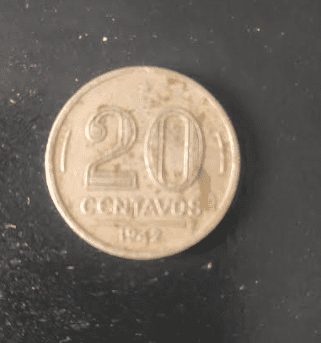 | Casa do Colecionador Moeda de 20 Centavos 1942 Níquel Rosa - Baixa Tiragem