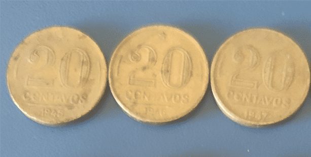 | Casa do Colecionador Moedas de 20 centavos -1945-1956-1948 - Níquel