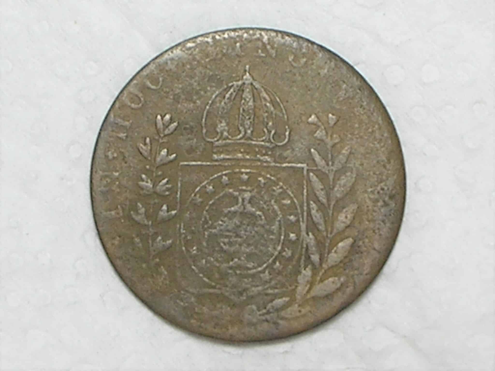 | Casa do Colecionador Rara Variante - Anel de Estrelas Solto) 20 Réis – 1829 Rio = 24 Tulipas / Florões Obliquos / Império D. Pedro I / Cobre / Bc/Mbc / c800