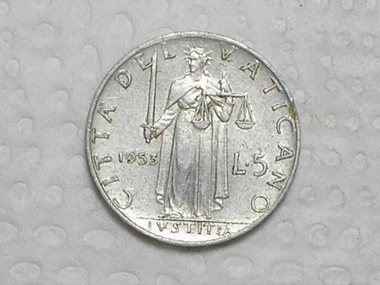 | Casa do Colecionador Vaticano) 5 Liras - 1953 / Pivs VII / Fc / box19