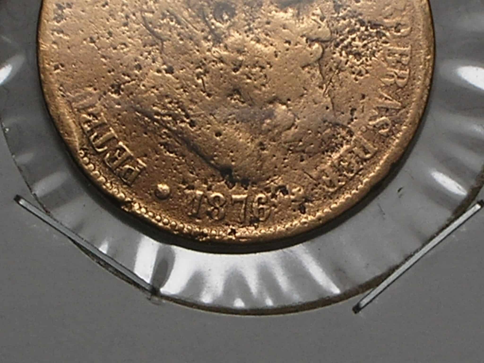 | Casa do Colecionador 40 Réis - 1876 / Raro em qquer estado de conservação / Bronze / Cod. 390