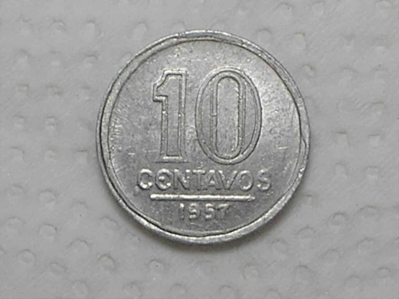 | Casa do Colecionador Brasil) 10 Centavos - 1957 / Aluminio / Soberba /