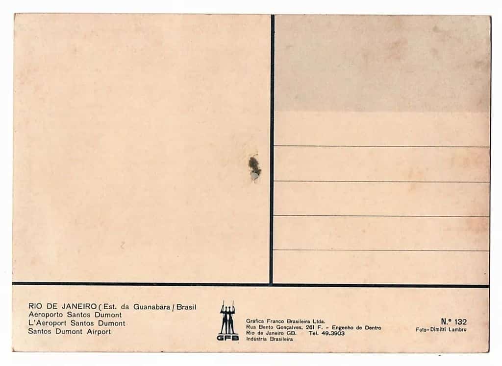 | Casa do Colecionador Cartao Postal Aeroporto Santos Dumont Rj - Anos 60