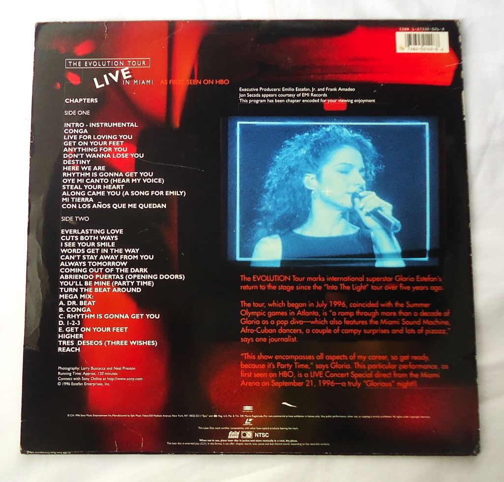 | Casa do Colecionador Laser Disc Ld - Gloria Estefan - Live In Miami - The Evolution Tour - 1996
