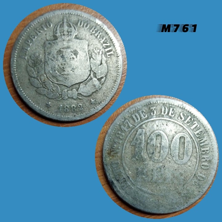 Moeda 100 réis 1882 Cupro Níquel Império M761