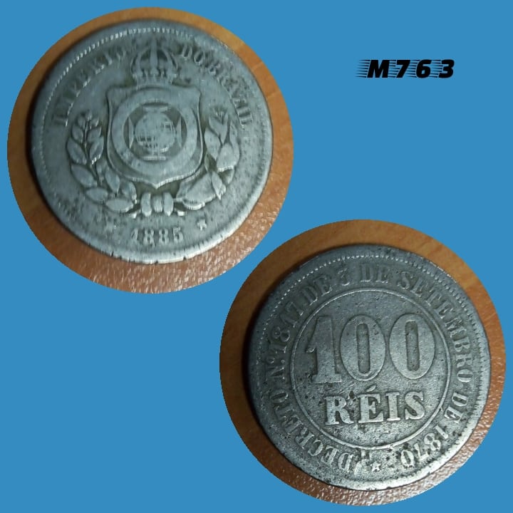 Moeda 100 réis 1885 Cupro Níquel Império M763