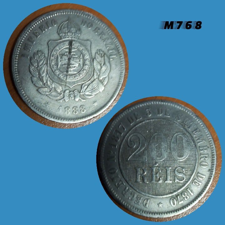 Moeda 200 réis 1888 Cupro Níquel Império M768