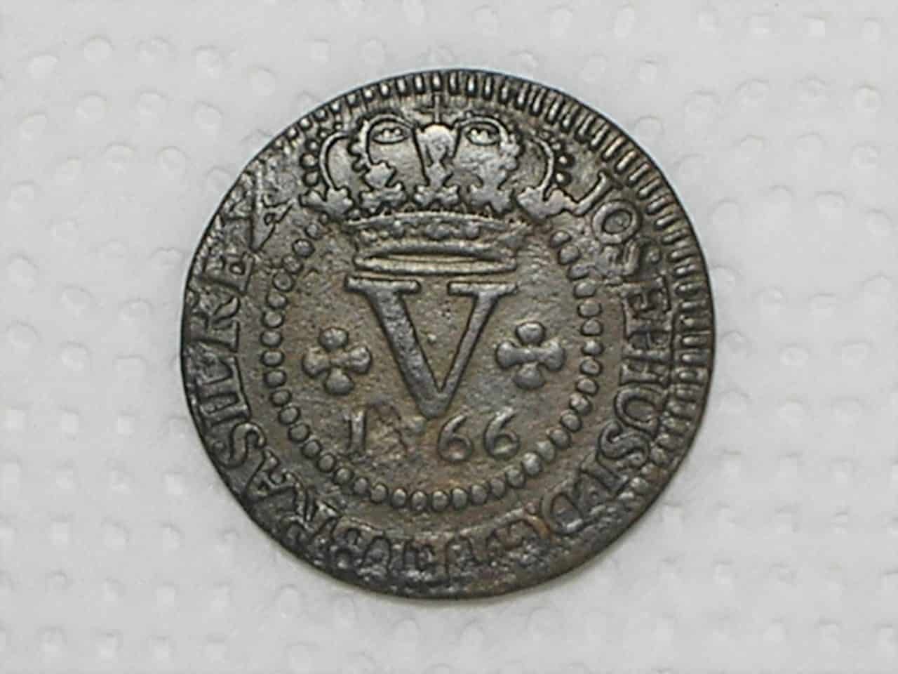 | Casa do Colecionador V Réis – 1762 Bahia / 38+2 Pérolas / Escassa / Colonia de D. Jose I / Cobre / Mbc/Soberba / box21