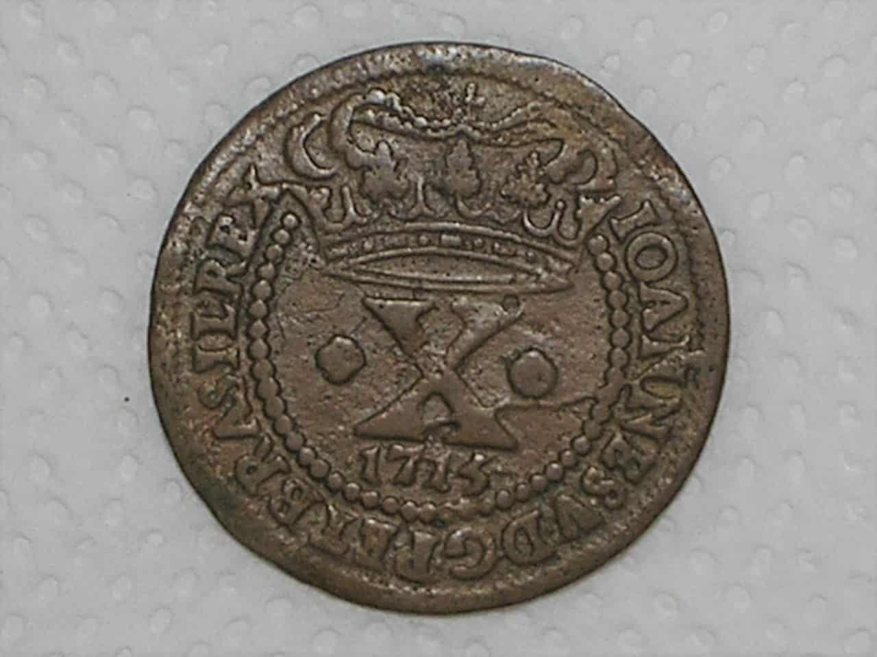 | Casa do Colecionador X Réis – 1715 / 41 Perolas / JoAnnes, A com traço / Colônia de D. João V / escassa / Cobre / Mbc / Box22
