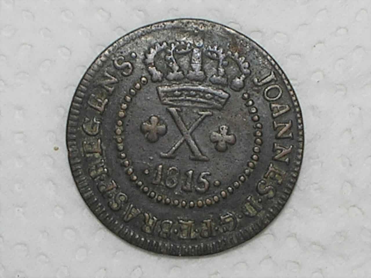| Casa do Colecionador X Réis – 1815 Bahia / 40 Perolas / Data entre pontos / Colônia de D. João Principe Regente / Escassa / Cobre / Mbc / box22