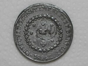 80 Reis 1824 Rio 27 Tulipas Floroes Verticais Carimbo 40 Imperio D Pedro I Cobre Mbc Box24
