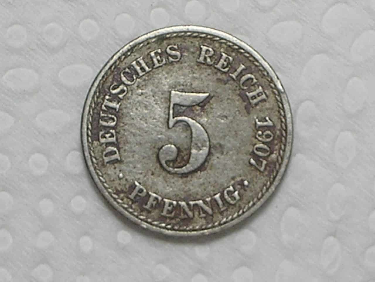 | Casa do Colecionador Alemanha Imperio 5 Pfennig 1907 A Berlin Antes Da 1a Guerra Co Ni Box25