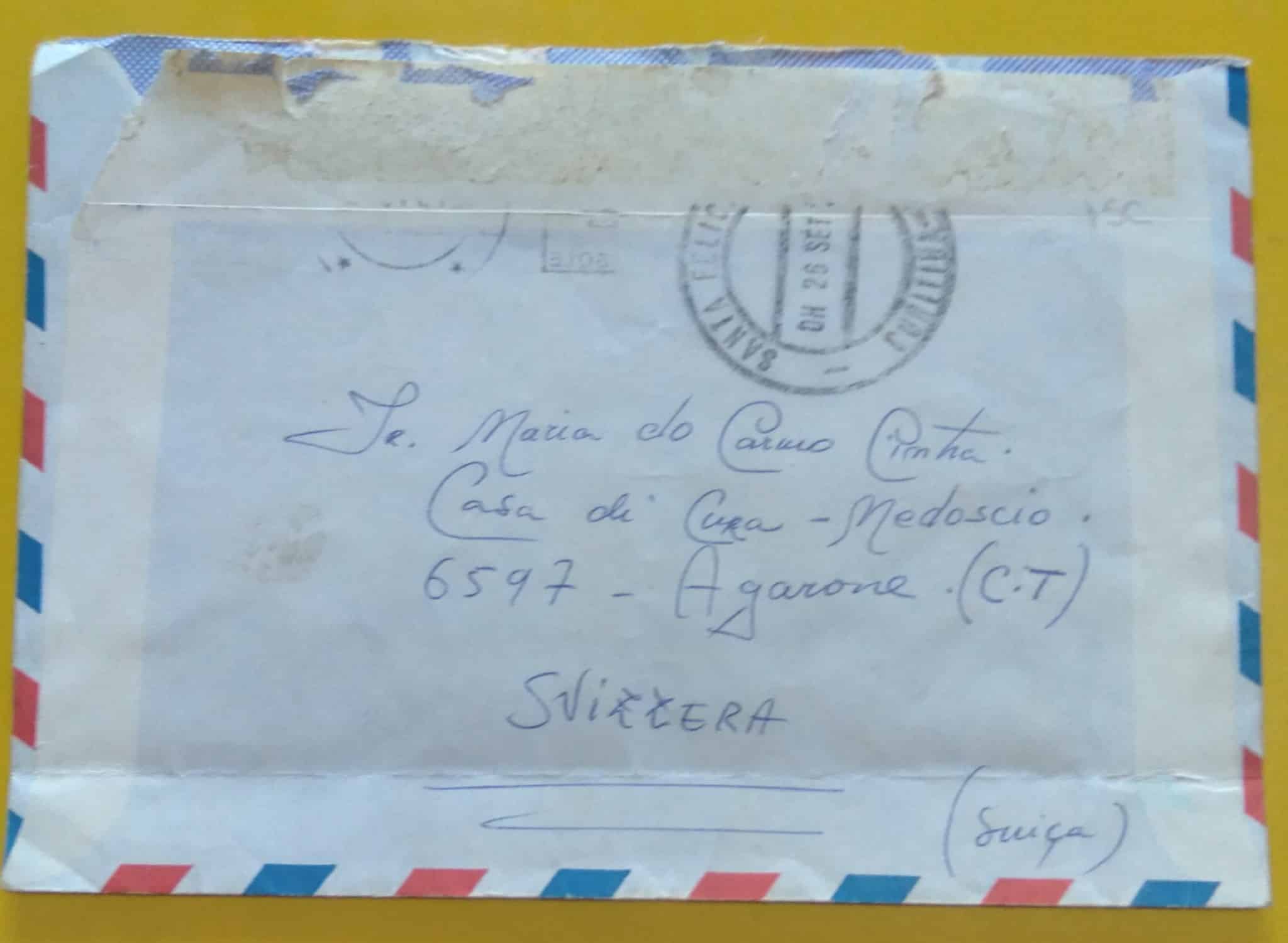 | Casa do Colecionador Envelope viajado Suíça para Brasil 1979