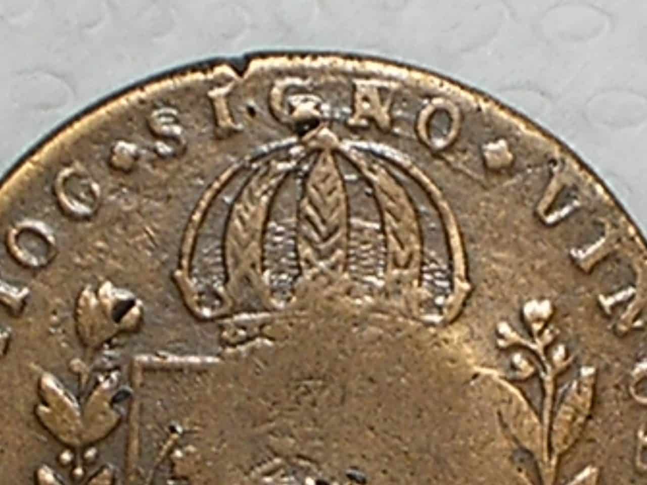 | Casa do Colecionador 40 Réis - 1825-R / SIGAO ao inves de signo / 26 Tulipas / FV / Império D. Pedro I / Escassa / Cobre / Mbc / box21