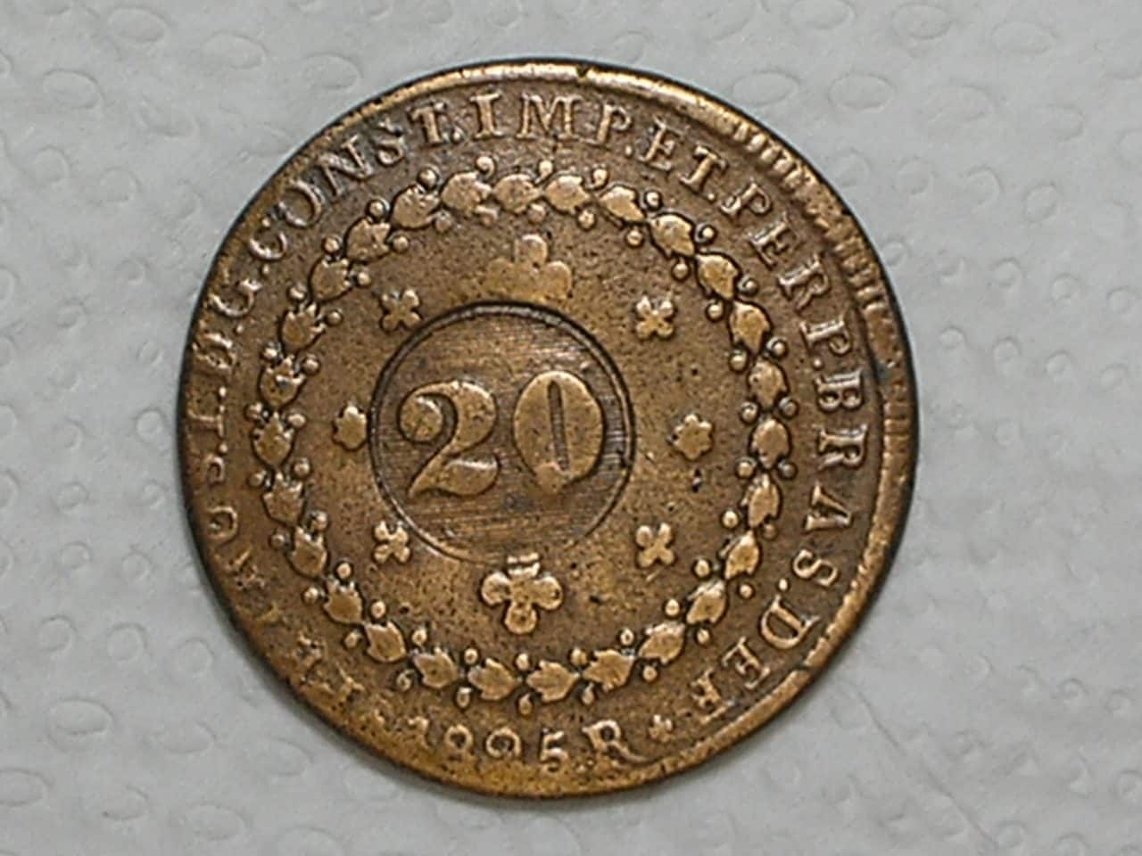 | Casa do Colecionador 40 Réis - 1825-R / SIGAO ao inves de signo / 26 Tulipas / FV / Império D. Pedro I / Escassa / Cobre / Mbc / box21