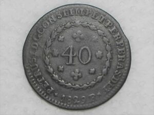 40 Réis - 1829-R / 23 Tulipas / FO / Império D. Pedro I / Cobre / Escassa / Mbc / box21