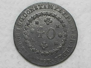 40 Réis - 1829-R / 26 Tulipas / FV / Império D. Pedro I / Cobre / Escassa / Bc/Mbc / box21