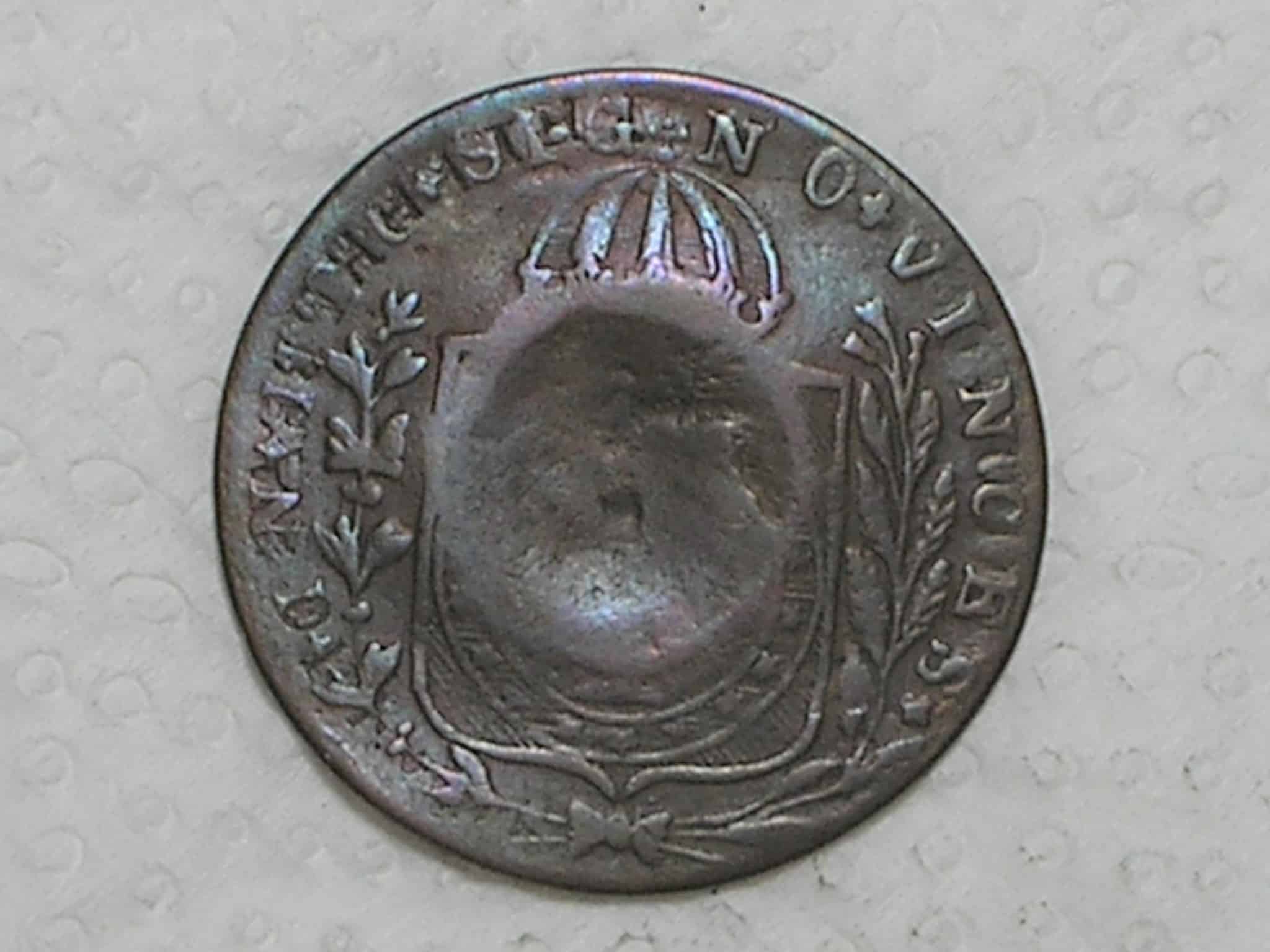 | Casa do Colecionador 40 Réis - 1832 Goias / 23 Tulipas / Carimbo 10 / Império D. Pedro II - Petrus II / Cobre / Raro / Mbc / box21
