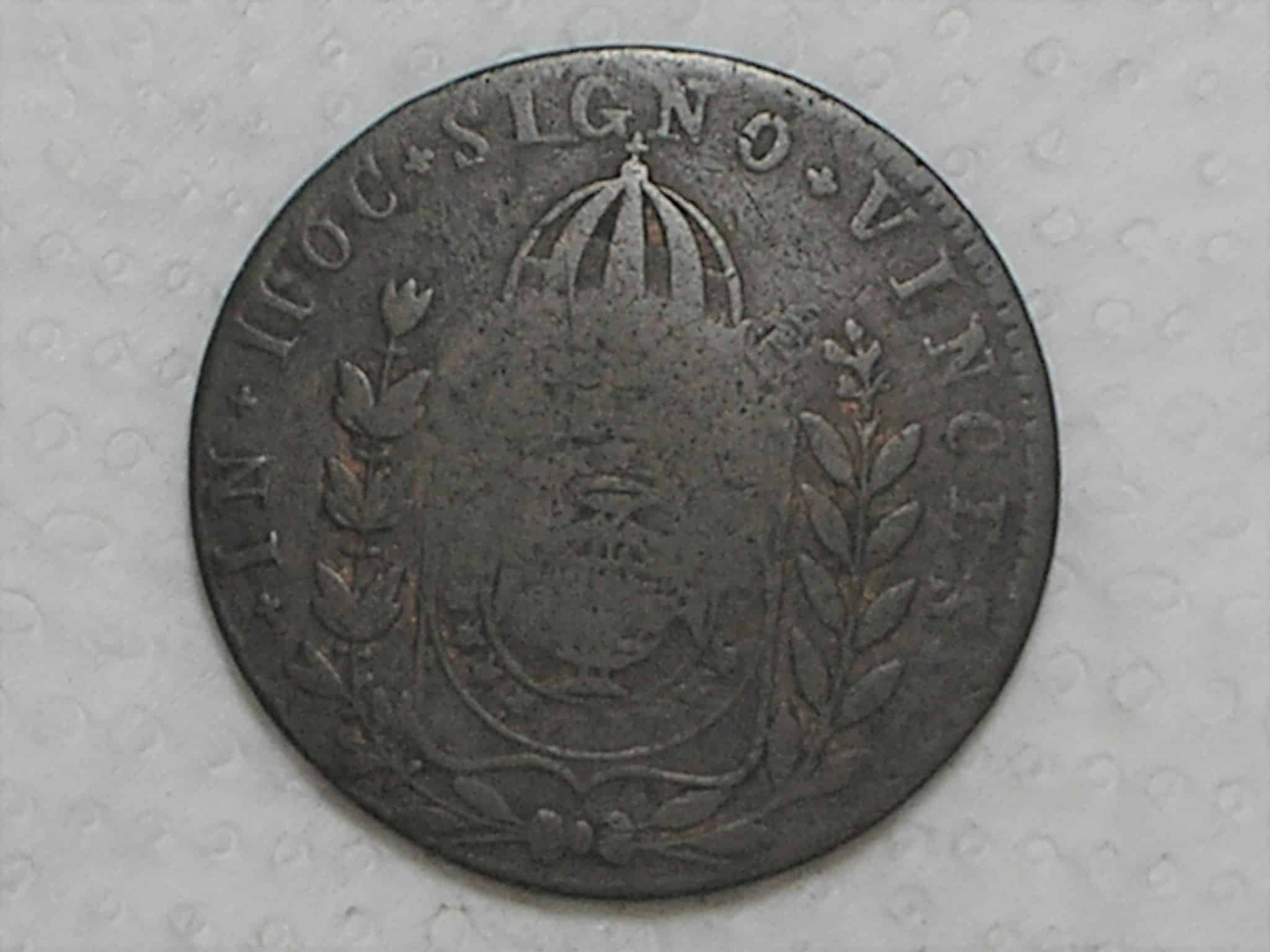 | Casa do Colecionador 40 Réis - 1832-R / 24 Tulipas / FV / Carimbo 20 / Império D. Pedro II / Cobre / Escassa / Bc/Mbc / box21