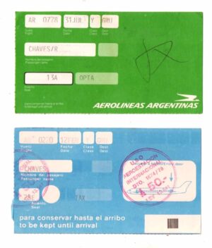 Cartão De Embarque Aerolineas Argentinas - Lote com 2 Diferentes - Anos 70