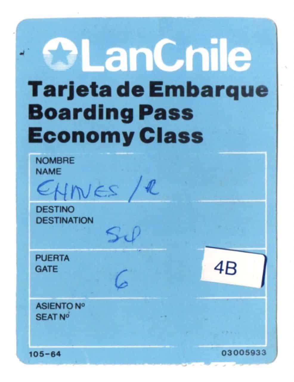| Casa do Colecionador Cartão De Embarque - LanChile - Classe Economica - Anos 80