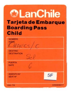 Cartão De Embarque - LanChile - Criança - Anos 80
