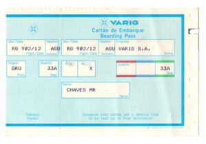 Cartão De Embarque - Varig - Destino Assunção Paraguai - Anos 90