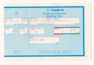 Cartão De Embarque - Varig - Destino Madri ( Barajas ) - Anos 90