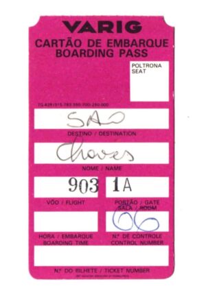 Cartão De Embarque - Varig - Destino São Paulo - Anos 80