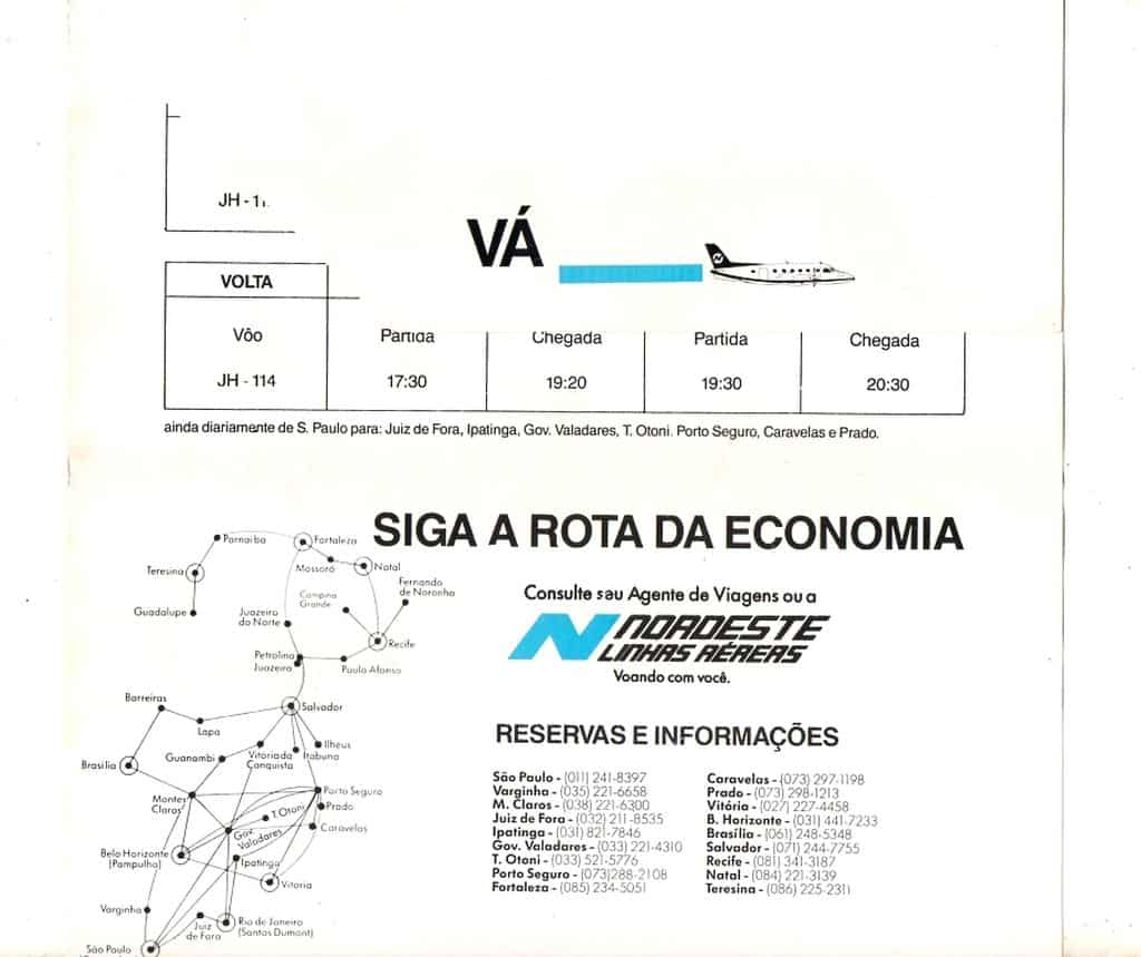 | Casa do Colecionador Folder Propaganda Nordeste Linhas Aereas - Subsidiaria Varig - Anos 80