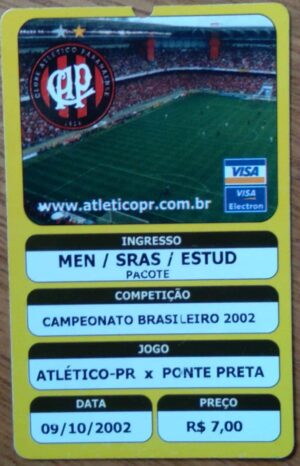 Ingresso Campeonato Brasileiro 2002 / Atlético X Ponte Preta / menores