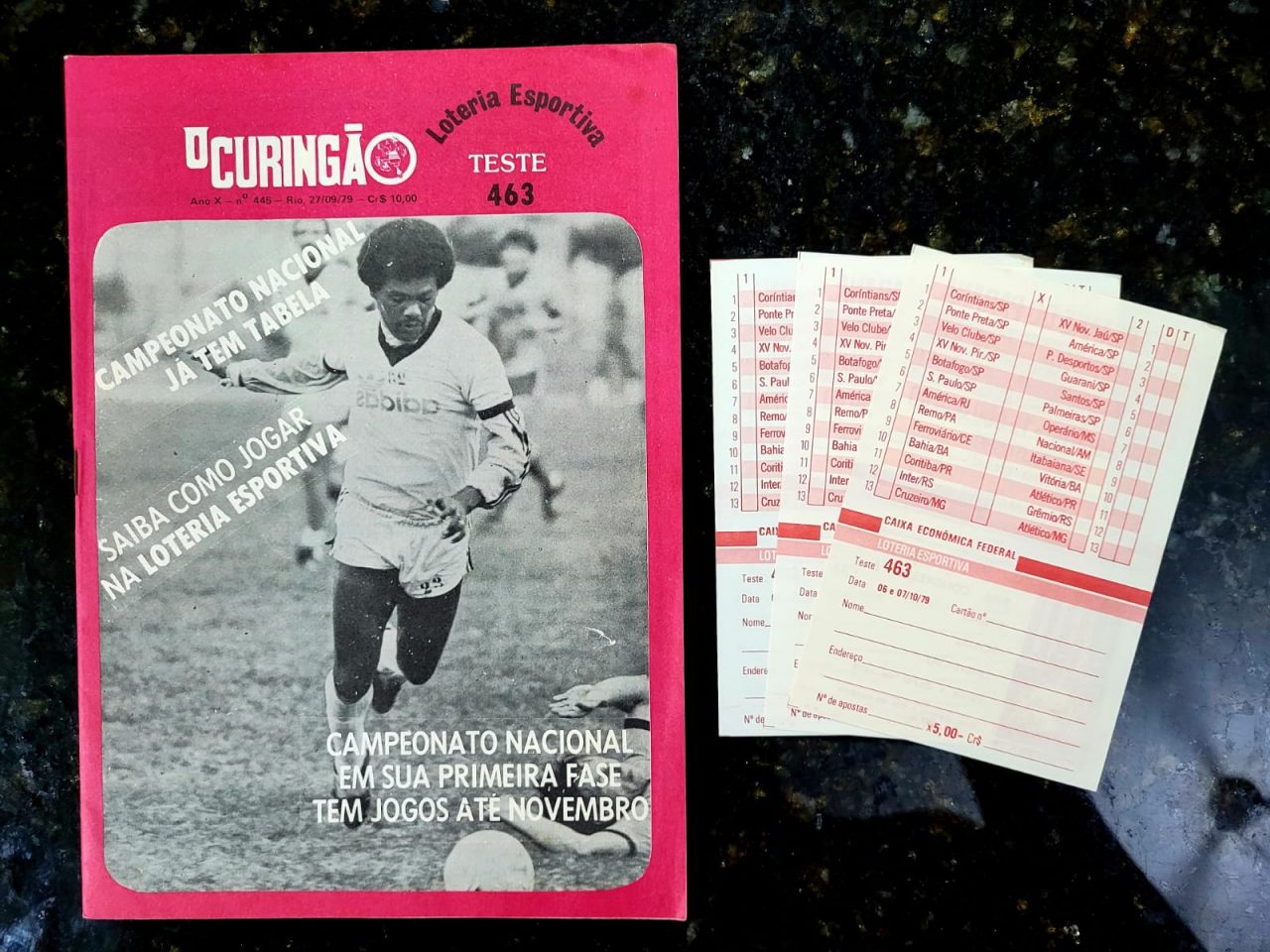 | Casa do Colecionador O Curingão Nº 445 - Campeonato Nacional já tem Tabela - Loteria Esportiva Teste 463 - 27/09/1979 (Revista)