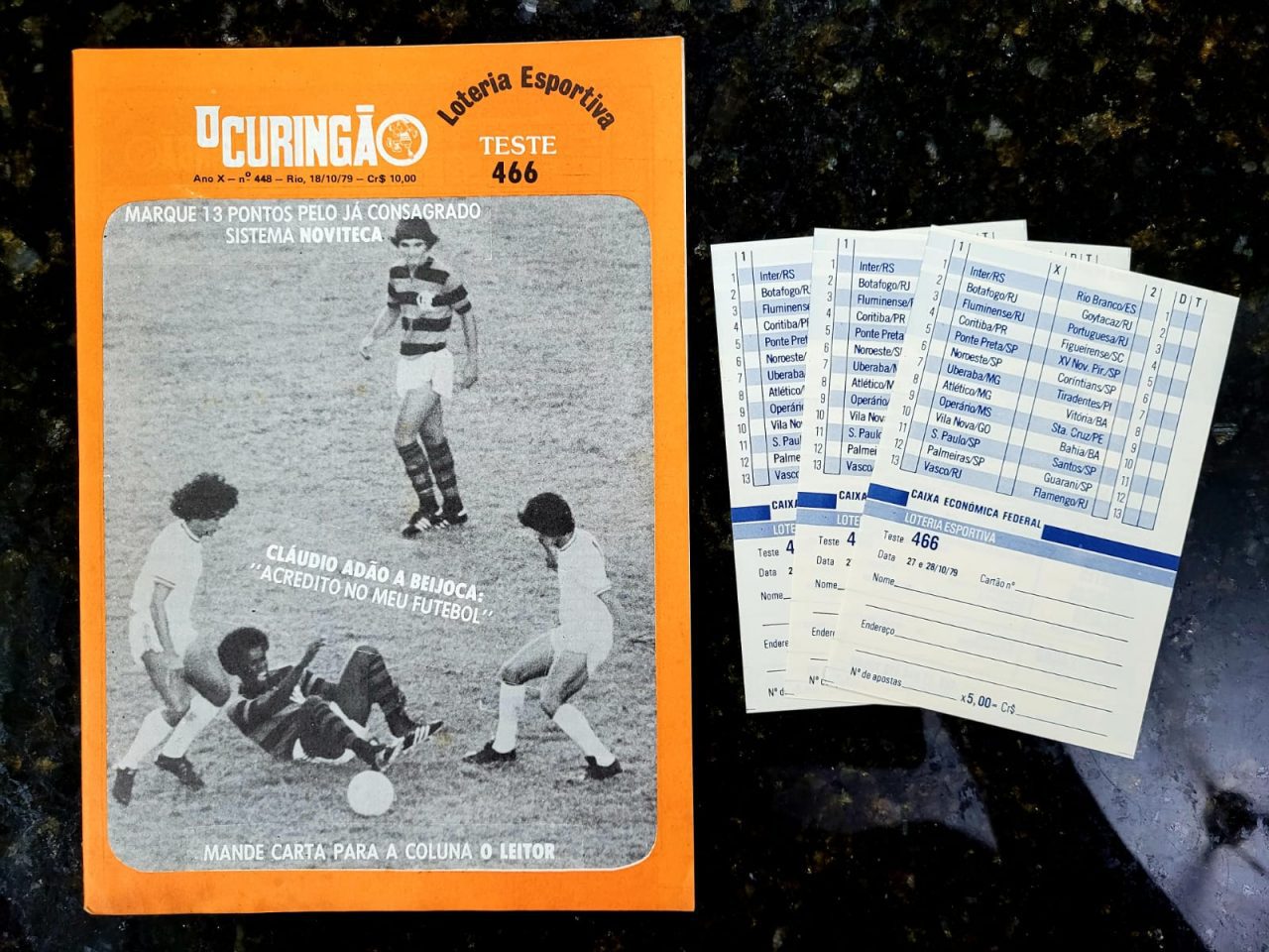 | Casa do Colecionador O Curingão Nº 448 - Cláudio Adão a Beijoca: "Acredito no meu Futebol" - Loteria Esportiva Teste 466 - 18/10/1979 (Revista)