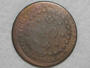 Petrust) 40 Réis - 1826-R / *Petrus I d g const sem pontuação.... / 26 Tulipas / FV / Império D. Pedro I / Cobre / Bc/Mbc / Escassa / box21