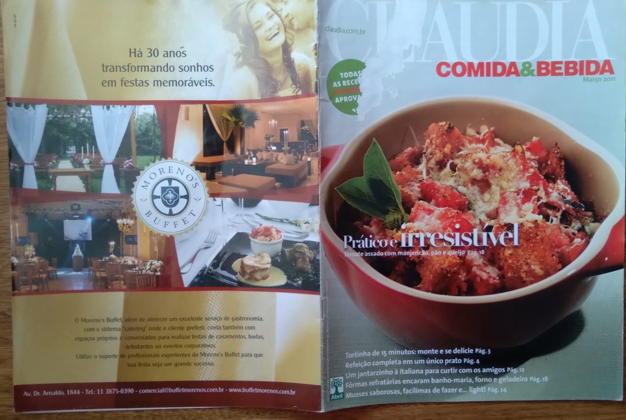 | Casa do Colecionador Revista Abril Claudia comida e bebida / março de 2011.