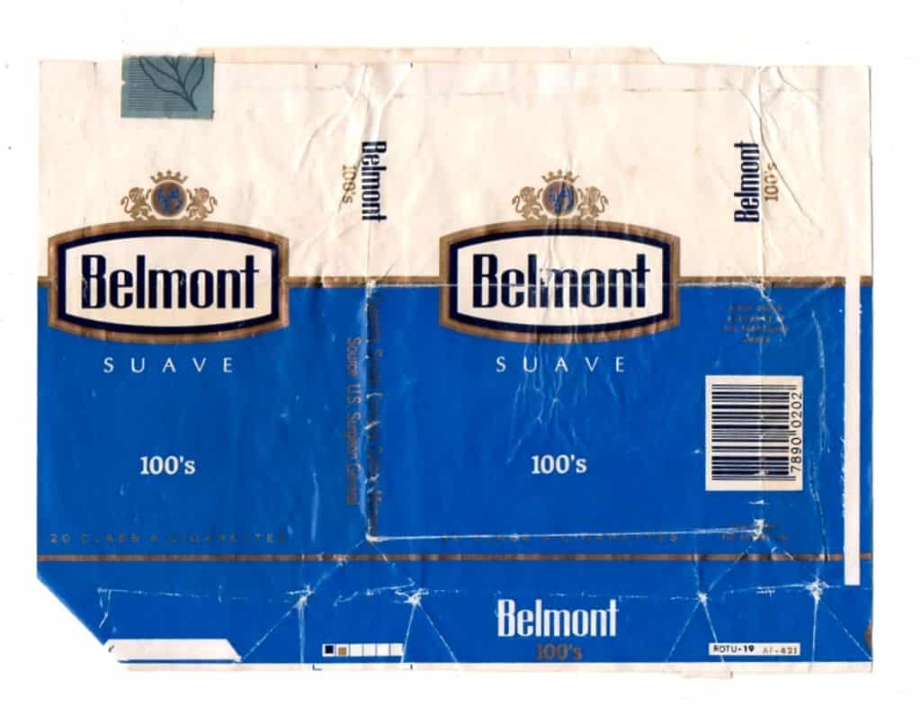 | Casa do Colecionador Maço Carteira Embalagem Cigarro Belmont 100´s Suave - Exportação