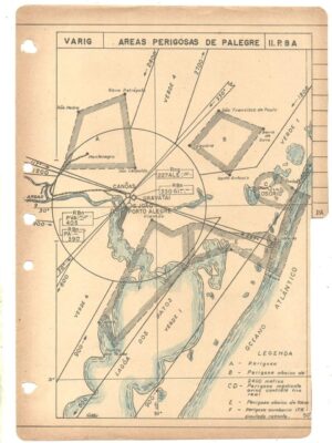 Varig - Carta Aeronautica - Areas Perigosas de Porto Alegre - Anos 50