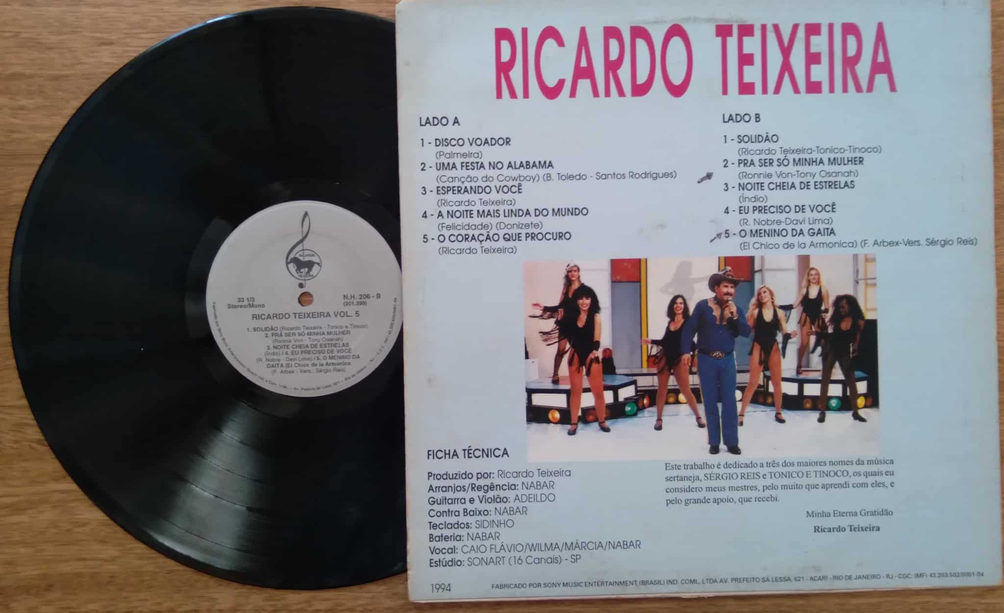 | Casa do Colecionador Vinil lp NH Ricardo Teixeira / 1994 Disco Voador Solidão. Ensino da gaita.