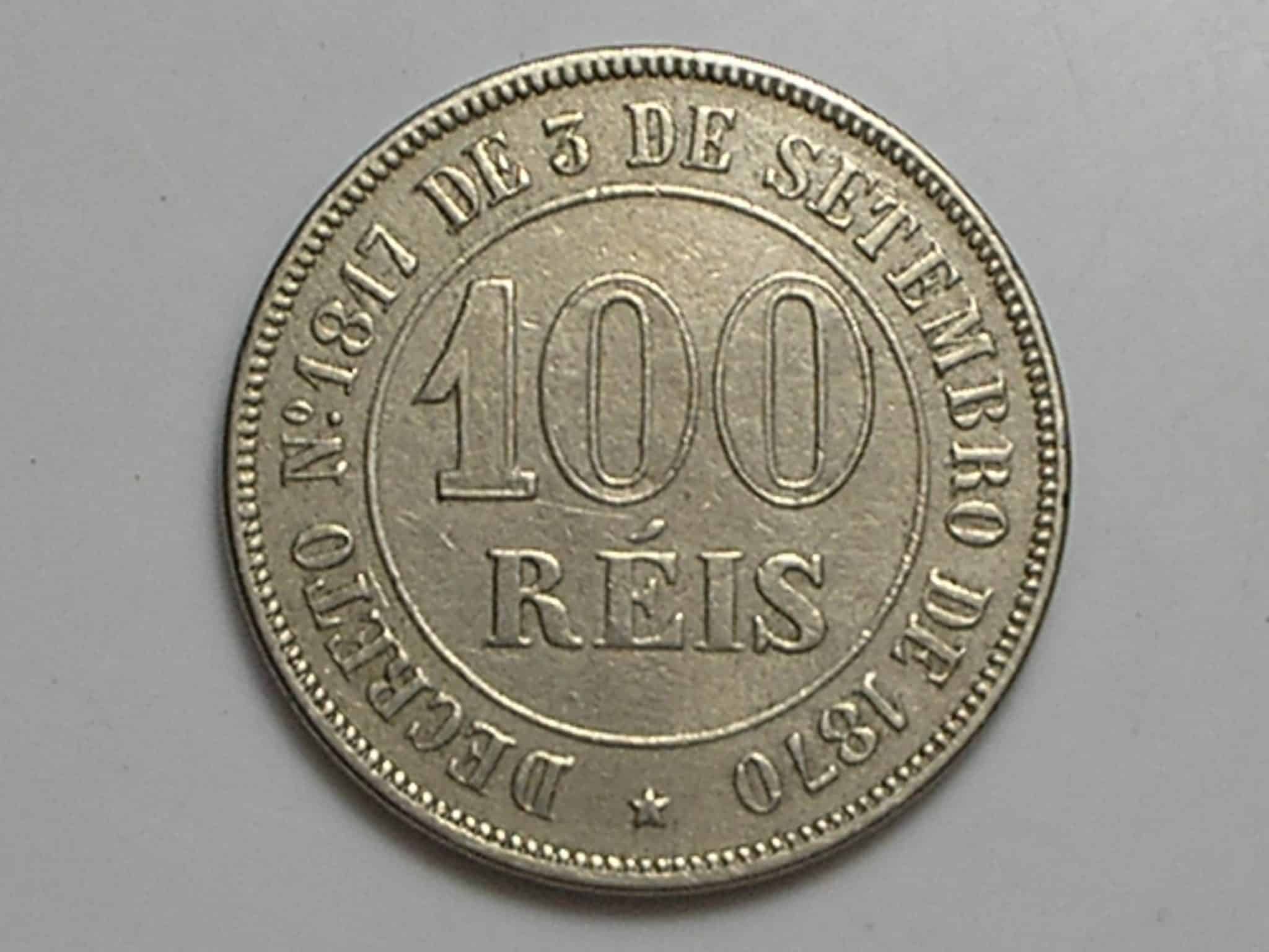 | Casa do Colecionador 100 Réis - 1871 / A primeira da série / Níquel do Império / Maravilhosa - Muito bonita - Inteira.. Temos outras no site / 05