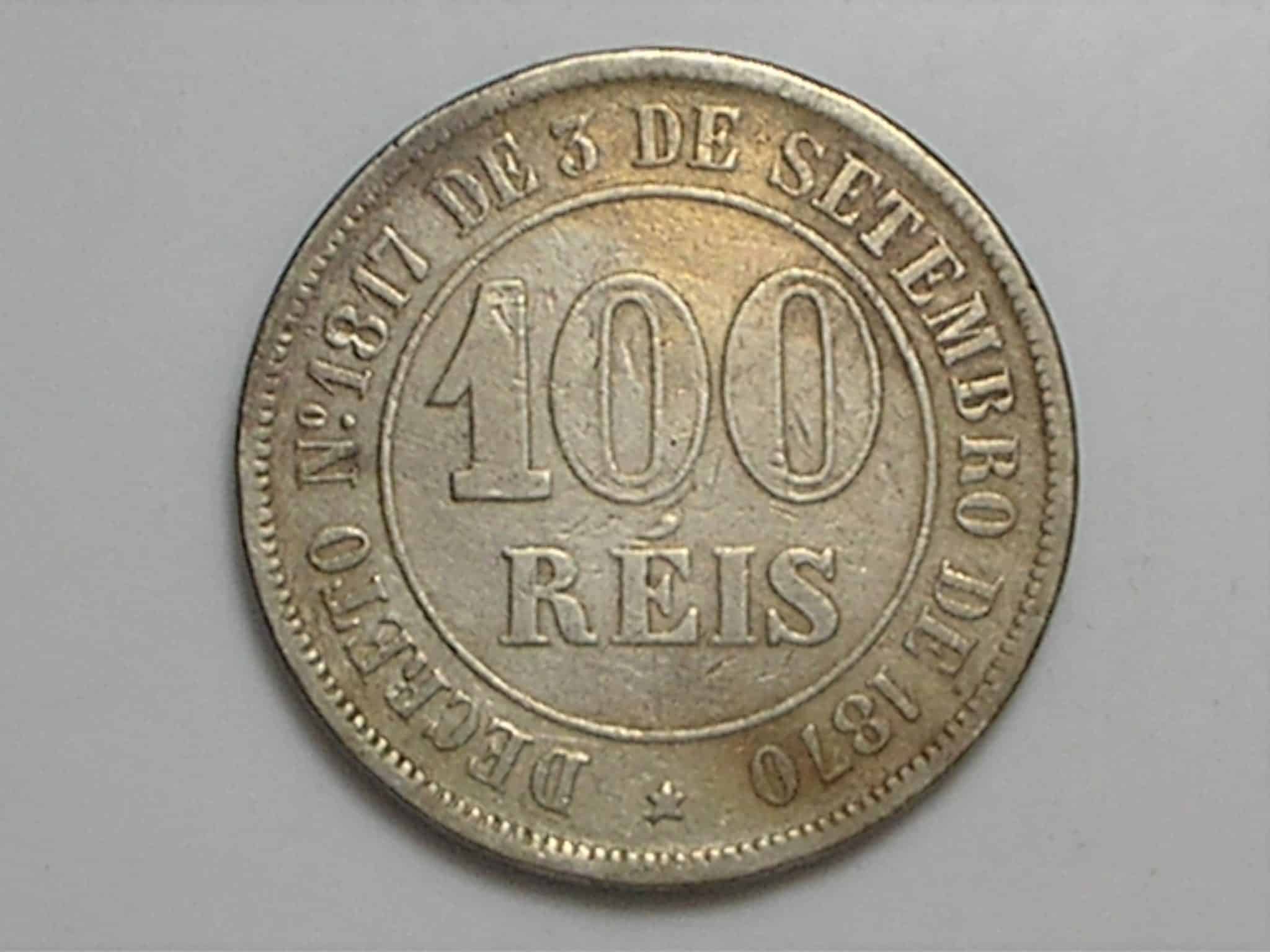 | Casa do Colecionador 100 Réis - 1871 / A primeira da série / Níquel do Império / Temos outras no site / 11