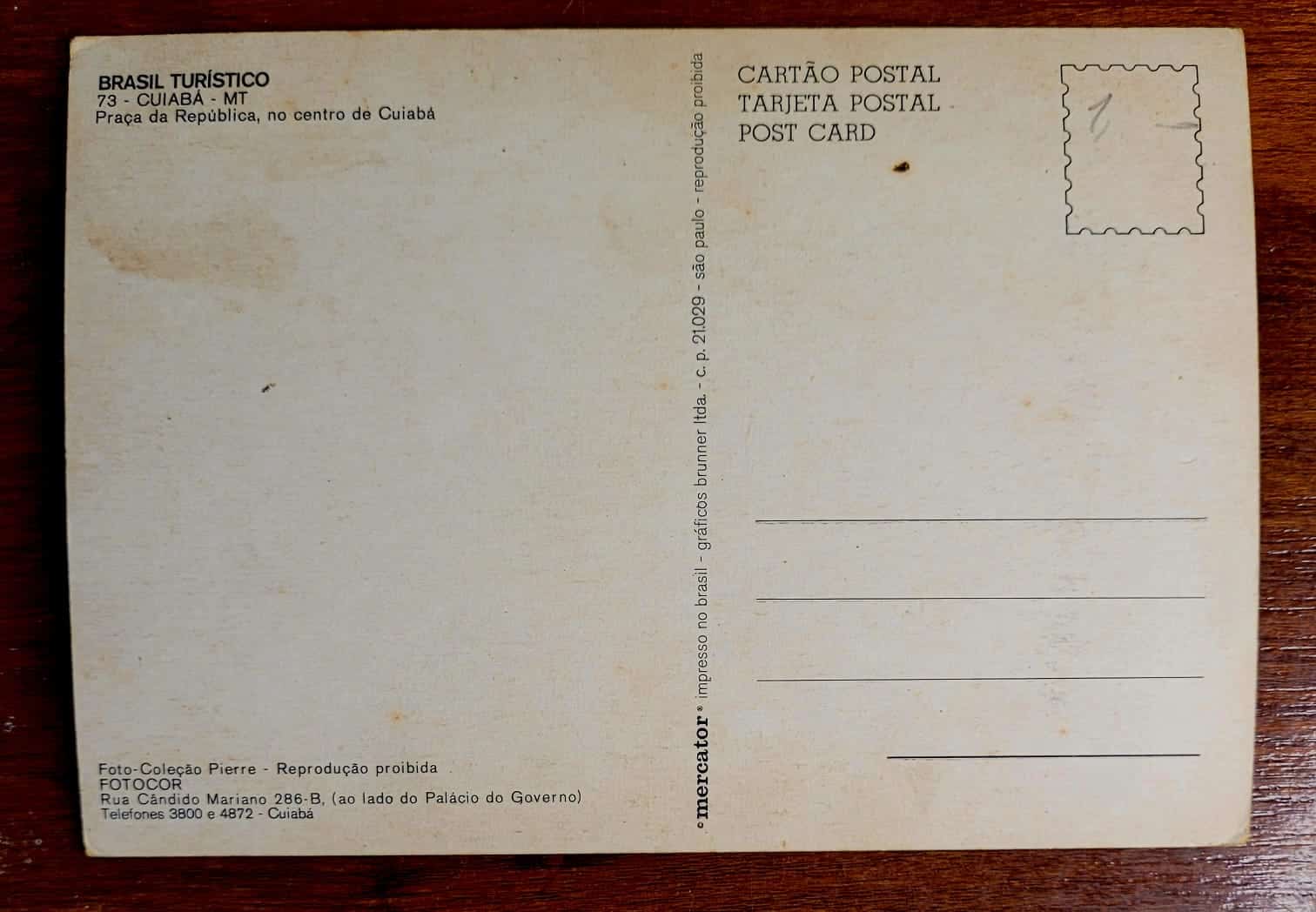 | Casa do Colecionador Cartão Postal - Mato Grosso (Cuiabá) Brasil Turístico Nº 73 - Praça da República no Centro de Cuiabá