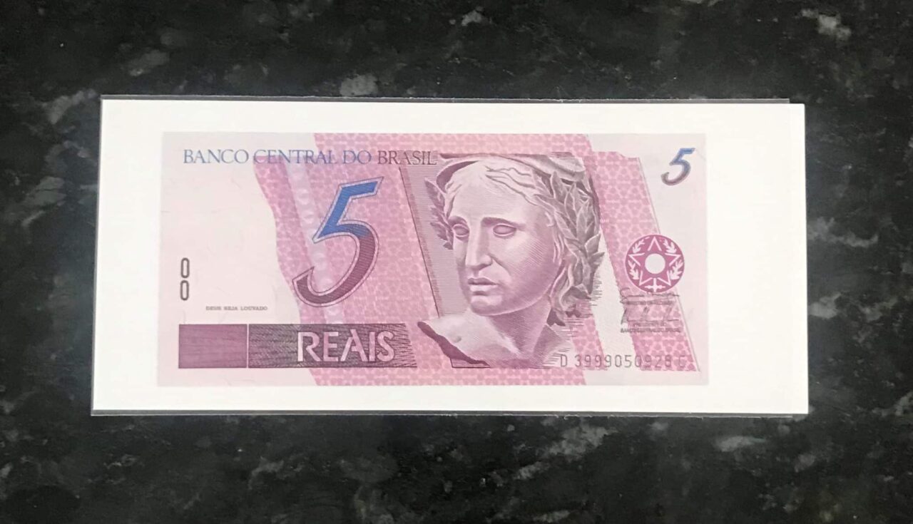 | Casa do Colecionador Cédula de 5 Reais da Primeira Família Flor de Estampa - Nota Colecionável e Escassa