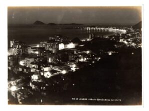 Fotografia Antiga - Vista Noturna Praia de Copacabana - Anos 40